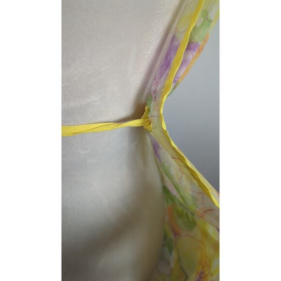 Vintage Retro Mod Floral Apron Lightweight Semi -Sheer S/M - Picture 6 of 7